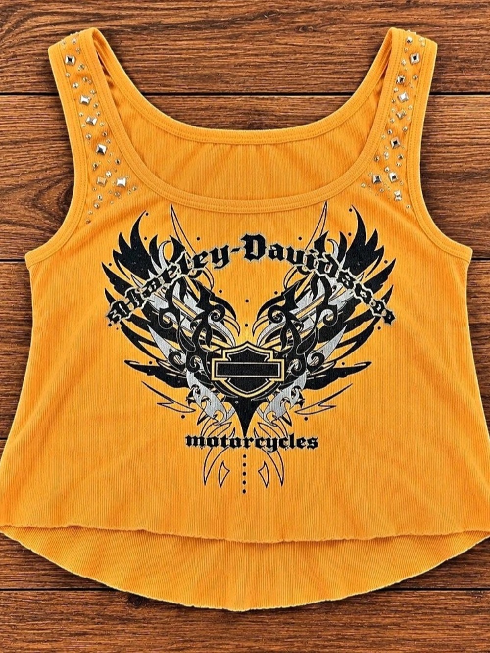 Harley-Davidson Orange Graphic Ribbed Tank Top